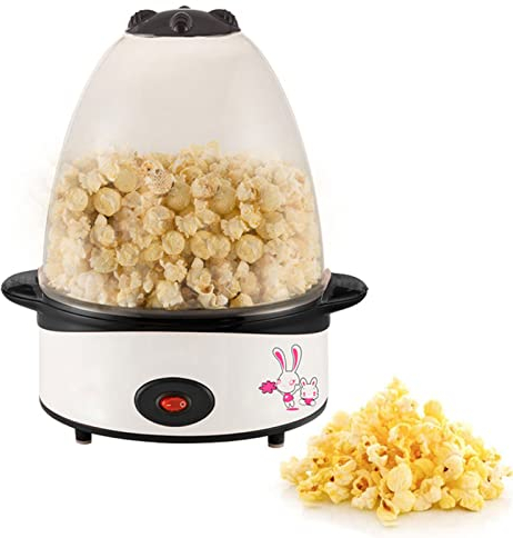 Popcorn Maker, Upgraded 500W Electric Popcorn Machine with Hot Air Circulation Popcorn Popper, 3 Min Qucik Popping, Hot Air Popcorn Popper Perfect for Fat-Free and Healthy Snacking,White