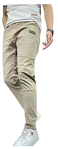 Pantalones Casuales para Hombres Cosechando Pantalones Altos Bordados Pantalones De Carga Sueltos