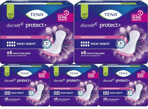 Discreet Maxi Night Einlagen Pads Damenbinden 6 STÜCK x 5 Packungen