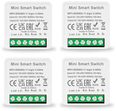 4 PCS JIMEIDA Wlan Lichtschalter Module,Mini DIY Smart Module,Neutralleiter Erforderlich,Kompatibel mit Tuya App,Alexa,Google Assistant