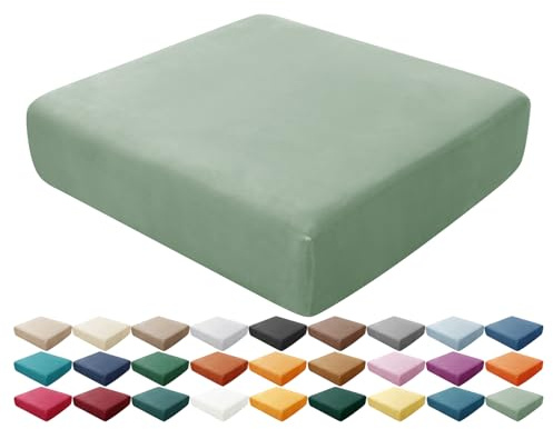 HonunGron Sofa Seat Cushion Covers, Stretch Velvet Sofa Cushion Slipcovers with Elastic Bands Replacement for Individual Cushion Furniture Protector Sofa Seat Cover For Chair (Avocado Green)