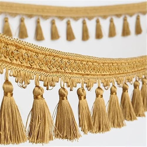 Amlhy Borlas colgantes con flecos, apliques de cinta trenzada, ribete de costura para cortina, mesa, almohada, decoración de boda, 1 yarda