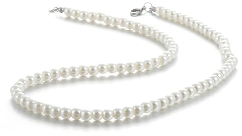 AFSTALR Collar de Perlas para Hombre Gargantilla de Perlas Blancas Joyería de Regalo de Cumpleaños y Navidad para Hombres y Mujeres 6 mm 50 cm