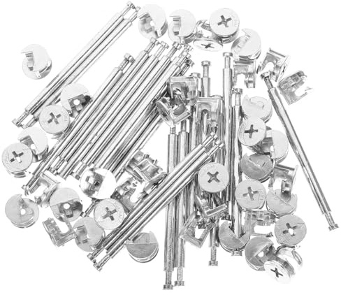 Ciieeo Kit De Connexion De Meubles Double Tête 84 Mm Et 48 Mm en Zinc, Ferrures à Came Robustes Antirouille, 20 Ensembles pour Armoires, Commodes Et Panneaux, Fixation De Liaison pour Meubles