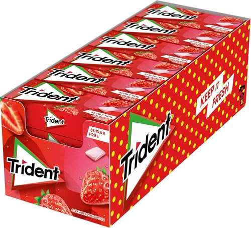 Trident Fresh Gragea Fresa- Chicles sin Azúcar con Sabor a Fresa - Paquete de 192 Envases de 14,5 g
