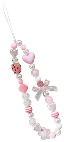 TSUOUKL 1pc Handy Lanyard, Rosa Anti-Lost Handyhülle Anhänger Anhänger Kette, Handy-Anhänger, Telefon Lanyard Handschlaufe Handgelenkschlaufe Perlen Kette Lanyard Schmuck