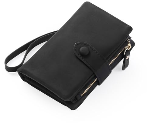 FALAN MULE Portafoglio da donna con protezione RFID, Pelle PU Portafoglio da Donna con 16 Scomparti per Carte di Credito, Chiusura Lampo e Cordino