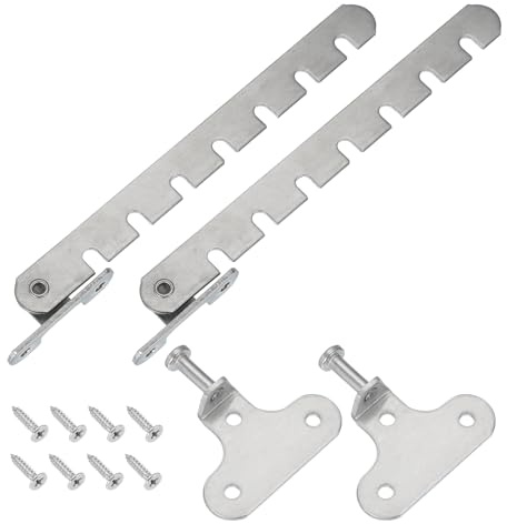 MECCANIXITY Window Restrictor Latch Window Safety Lock Stopper, Limit Stay Adjustable Casement Window Limiter with 7 Slots for Inward Opening Window, Silver Tone (2 Set, 35mm)