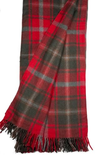 Briomhar Wolldecke für den Herbst – schottischer Winter-Flanell-Tartan-Wurfdecke mit Fransenkanten, 152,4 x 177,8 cm (dunkles Ahorn)