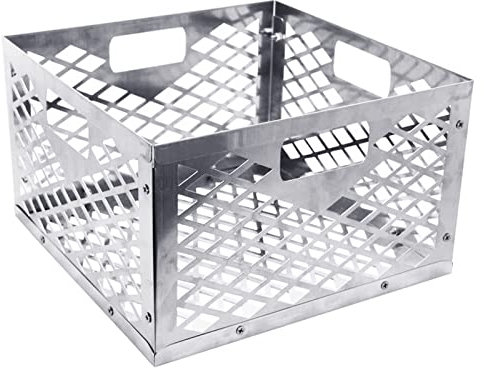 Cestino per carbone Joe in acciaio inox, color argento, compatibile con la maggior parte delle griglie offset, 30 0 x 20 cm