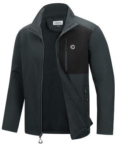 Outdoor Ventures Men's Sport Cardigan Multifunctional Knitted Cardigan Sweater Full Zipper Fleece Jackets Lightweight Leisure Sweatshirts for Outdoor and Casual Dark gray/black XL