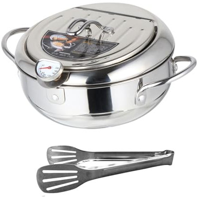 ULTECHNOVO Japanese Style Tempura Frying Pot Frying Pan Temperature Gauge for Stoves