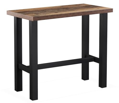DUBI Möbel Bartisch Stehtisch LOTTE 120x60cm Industrial Design | Hochtisch Texas Eiche & Metall Schwarz | Stabiler Küchentisch & Bistrotisch | Massive 7,5cm Beine | Ideal für Gastronomie & Zuhause
