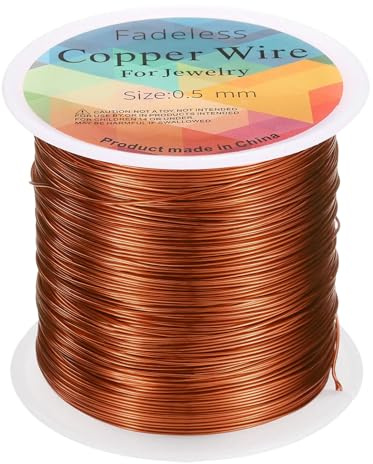 sourcing map Artistic Wire 203ft Length 24 Gauge Copper Craft Jewelry Wrapping Wire Tarnish Resistant Beading for Jewelry Making Supplies Crafting, Coffee