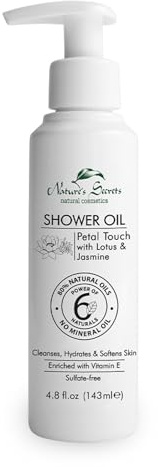 Nature’s Secrets Duschöl Petal Touch mit Lotus & Jasmin – Mit 80% natürlichen Ölen, Sulfatfreie Formel – Reinigt, Pflegt & Macht die Haut Geschmeidig – Ohne Mineralöl – 143 ml