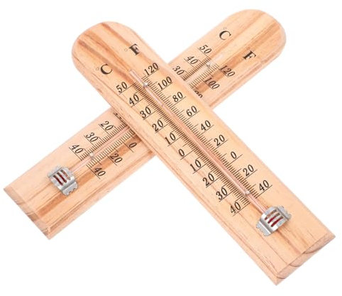 Kisangel 2pezzi Termometro Da Parete Legno Per Uso Ed Esterno Misuratore Di Temperatura Accurato Per Magazzino e Allevamento Di Animali Design e Portatile