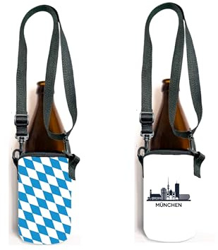 Bäng Läng Flaschenkühler für Bierflaschen und Dosen – (0,5l) – Langhaltende Kühle, Bayern, München, 2 stk. Inkl. Umhängeband