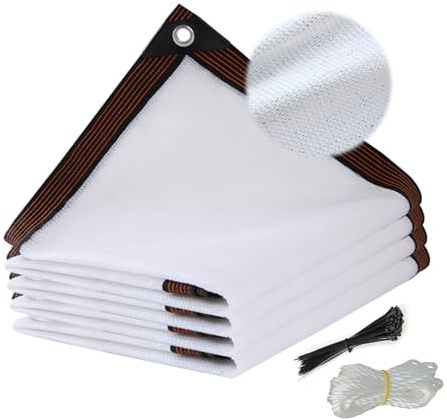 Red de sombra para exteriores, cubierta rectangular para invernadero, protección UV, polietileno de alta densidad, vela solar para patio, pérgola, balcón, jardín, plantas, gallinero, transpirable (6,5