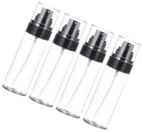 DECOMELODY 4 piezas Botellas Pulverizadoras de Plástico Rellenables y Portátiles Atomizador Fino para Viaje Cosméticos Agua y Limpieza Reutilizables con Tapa