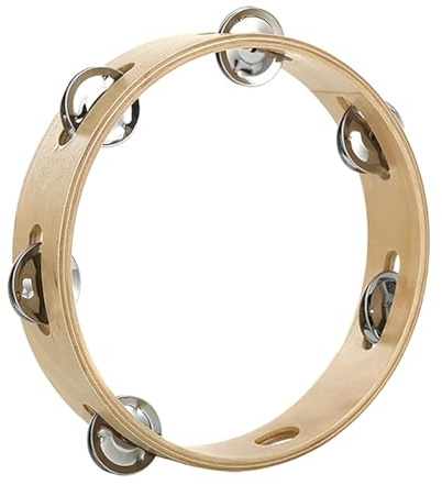 Mikinona Tambourin Main Bois et Métal Instrument de Percussion pour Garçon Fille Musical Éducatif pour Coordination et Éveil Artistique