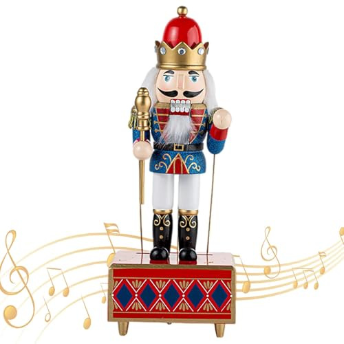 Lpoppcx Caja De Música Navideña De Cascanueces - Caja De Música Cascanueces De Madera con Cuerda - de Escritorio para Niños Jóvenes Adultos Amantes de Manualidades Coleccionistas | Decoración para