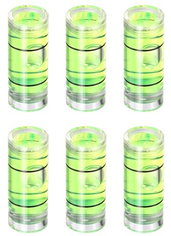 sourcing map 6pcs Small Cylindrical Bubble Level Vials 20x8mm PMMA Mini Horizontal Bubble Spirit Level Measuring Layout Tools for RV TV Picture Frame Hanging Tool Leveler