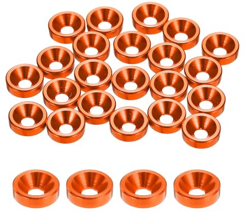 sourcing map Lot de 20 rondelles à tête fraisée M2 en aluminium anodisé pour vis RC/FPV/PC/drone/accessoires mécaniques (orange)