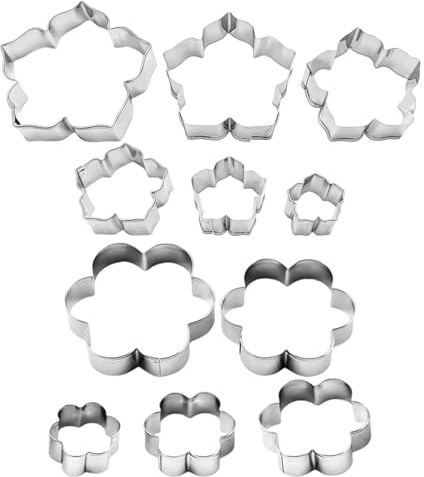 11 Pieces of Flower-Shaped Cutting Molds, Durable Stainless Steel Material, Fondant Candy Flower Molds, Dishwasher Safety Design, Baking Supplies.