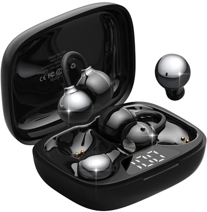 Écouteurs Ouverts et Casque Bluetooth sans Fil avec 36 Heures d'Autonomie, Graves Puissants, Ultra-Compact et IPX5, pour Le Travail, Le Sport et Le Sommeil, Mode d'Utilisation Jour/Nuit(Noir velouté)