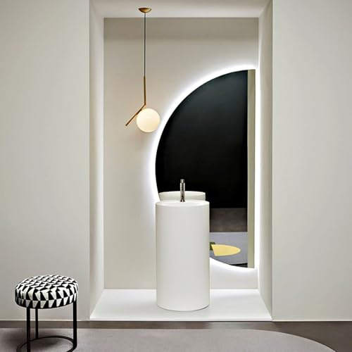 Dijateman Mezzaluna Intelligente Specchio da Bagno con Anti Nebbia, Grande Irregolare Retroilluminato Specchio a Figura Intera, 3 Temperature di Colore(Left,80cm/32in)
