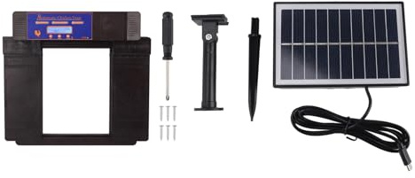 Torvex Porta Pollaio Solare, Apriporta Automatico Elettrico Marrone Scuro con Timer e Display LED, Doppia Apertura per Galline, Pollame e Recinti da Allevamento all'Esterno