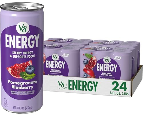 V8 Energy Pomegranate Blueberry Energy Drink, 8 fl oz Can (24 Pack)