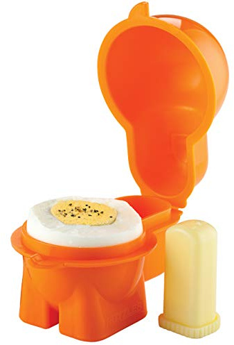 Hutzler Egg To-Go Container with Salt Shaker, Orange