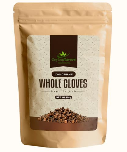 Ceylon Flavors Fresh and Pure Hand Picked USDA Certified Premuim Grade Organic Whole Cloves 3.5oz (100g)