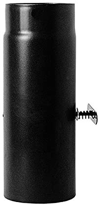 Canna fumaria Tubo 0,25 mt con serranda DN 120 smaltato nero 600 gradi stufa legna CE Made in Italy