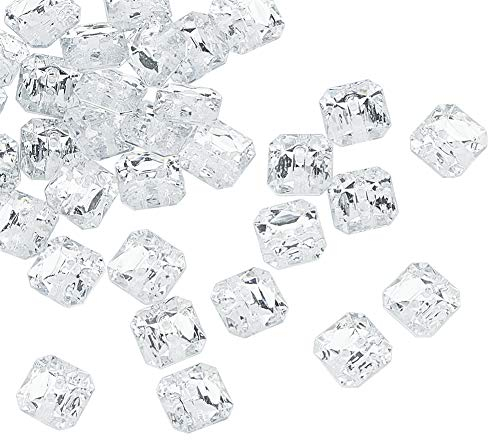 NBEADS 500 Stück Acryl Kristall Strass Knopf mit 2 Löcher Für Verzierungen, Octangle, 11×11×4 mm, Loch: 1 mm