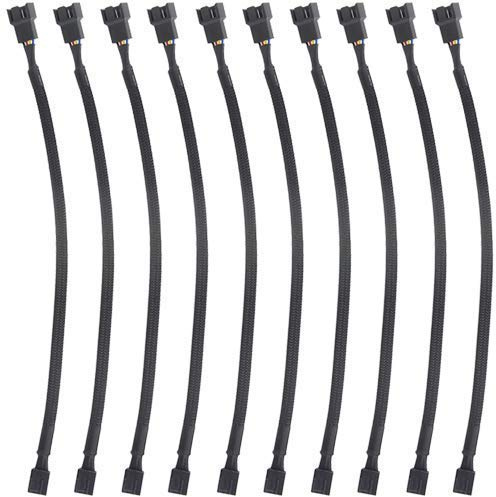 WMYCONGCONG 10 Stück 25,4 cm 4-polige Lüfterverlängerung, Netzkabel, Steckergehäuse, Stecker auf Buchse, ausziehbares Lüfterkabel, kompatibel mit 4-poligen und 3-poligen PWM-Lüftern