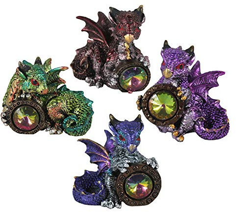 Nemesis Now Dragon'S Reward - Juego de 4 Figuras de 5,5 cm, Resina, Multicolor, Talla única