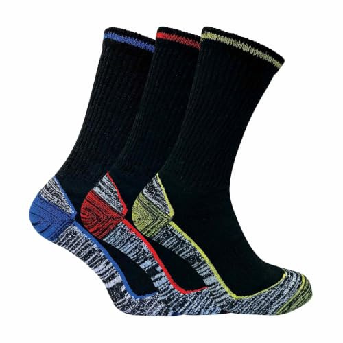 3, 6, 12 paires homme coton bambou anti transpiration respirant chaussettes de travail avec renforcees bottes de sécurité (46-50 EU, BWS 6 Pairs)