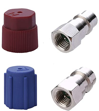 ThreeH Adaptador de conversión R22 R12 a R134A Accesorios de CA alta/baja Reacondicionamiento de refrigerante para automóvil Conversión de 7/16 a 3/8