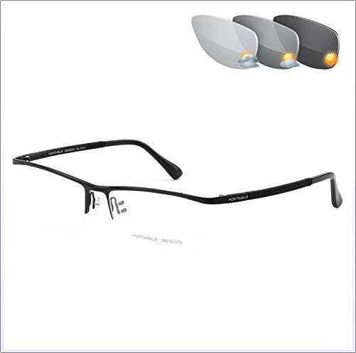 Photochromic Reading Glasses, Progressive Multifocal Optical Smart Lens, Ultra Light Spring Hinge Men's and Women's Sunglasses,+2.00