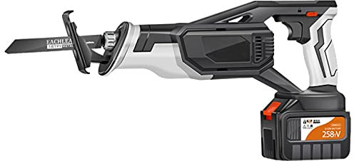 Scies Sabre sans Fil, 258TV Scie Sabre à Batterie, Scie Egoîne Electrique sans Fil, Vitesses Réglables 0-3600RPM,2×Lames de Scie, Avec 30000MAH, 2×Batteries, pour la Coupe du Bois et du Méta