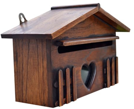 Wooden Cabin Mailbox Rustic Vintage Outdoor Rainproof Letter Box Suggestion Box for Home Bar House Decor 1pc