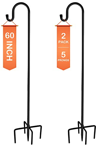 Ottsuls Shepherd-Hooks 60 Adjustable for Bird-Feeder Lantern Plant-Hook Garden-Stake - Plant Stand Hanger for Outdoor Flower Basket, Bird Feeder Hanger Weddings Decor (2 Pack)