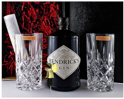 Geschenk Hendrick's Small Batch Gin + 2 Gläser + 1 Ausgießer Totenkopf
