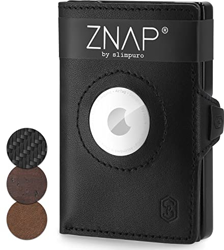 ZNAP Airtag Wallet aus Premium Leder | Kreditkartenetui Herren | Geldbörse Herren | RFID-Blockierung & Slim Wallet