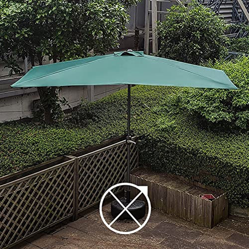 LYAH Halb Sonnenschirm Für Außen Terrasse, Garten Balkonschirm Mit Kurbel, 250 × 120cm Rechteckiger Marktschirm, Für Hinterhof Strand Balkon Sonnenschutz, Mehrere Farboptionen (Farbe : Grün)