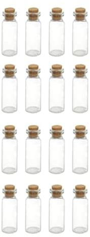 WYAN 16 Stück 10 ML Kleine Glasflasche, für Dekoration & Aufbewahrung | Glas, Transparent, Mit Korken, Eingezogener Flaschenhals, Geeignet zur Aufbewahrung von Pulver, Kleinem Schmuck, Flaschenpost