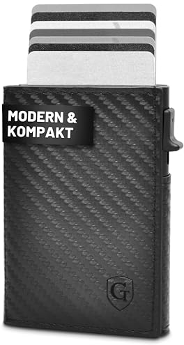 GenTo - Slim Wallet mit Münzfach - Geldbeutel Herren für 10 Karten - Geldbörse mit RFID Schutz - Smart Wallet - kleines dünnes Kartenetui - Portemonnaie (Carbon)
