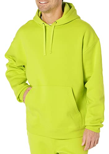 Amazon Essentials Sweat à Capuche Coupe surdimensionnée pour Homme (Disponible en Grande Taille Large), Vert Citron, Taille XS